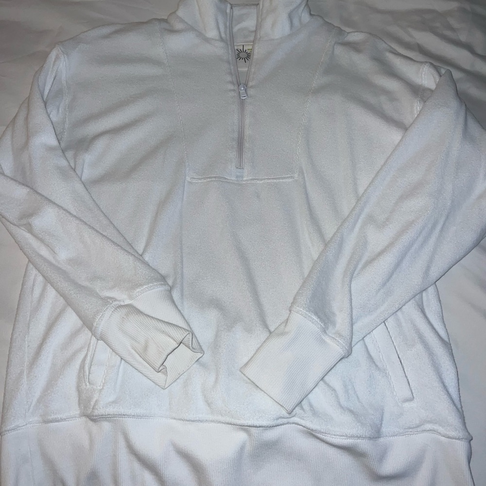 Aerie Offline Terry Cloth Quarter Zip White